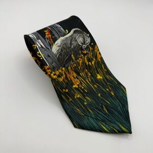 Reed St.James Bear Black Grass Forest Polyester Neck Tie USA Made